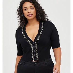 TORRID Black Croped Embellished Cardigan